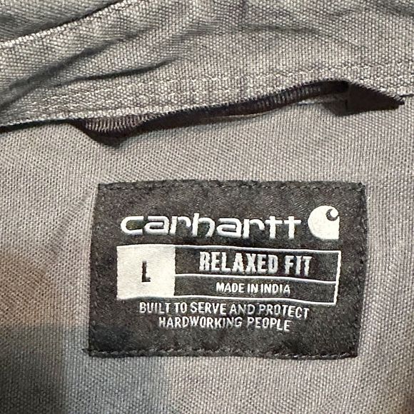 Carhartt Shirt Large Mens Long Sleeve Relaxed Fit Pocketed Western Grey Workwear - Picture 3 of 11